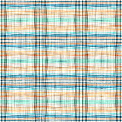 Teal rustic coastal beach house check fabric tile. Seamless sailor flannel textile gingham repeat swatch.