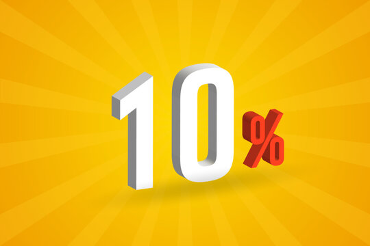 10% discount 3D text for sells and promotion.