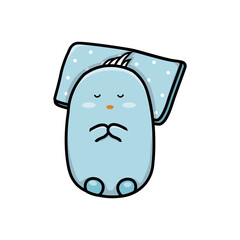 Cute character sleeping. Pillow design logo vector