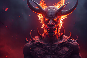 Demon devil monster in hell. Generative AI