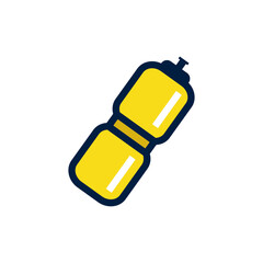 Sports water bottle icon. Yellow plastic bottle isolated on white background. Vector illustration.