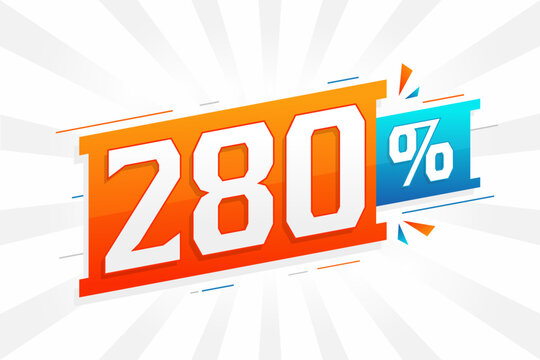 280% discount marketing banner promotion. 280 percent sales promotional design.