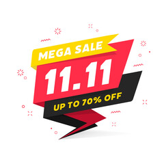 11.11 Mega sale shopping day label.