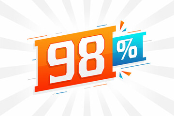 98% discount marketing banner promotion. 98 percent sales promotional design.