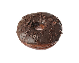 Sweet tasty glazed donut with chocolate isolated on white