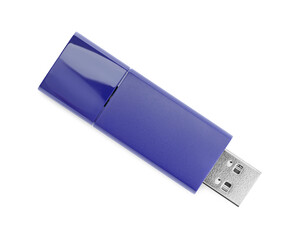 Blue usb flash drive isolated on white