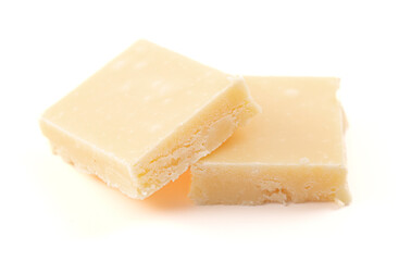 Square White Chocolate Fudge Isolated on a White Background