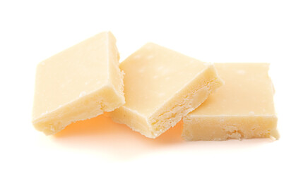 Square White Chocolate Fudge Isolated on a White Background