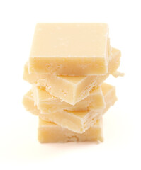 Square White Chocolate Fudge Isolated on a White Background