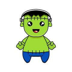 cute frankensteint illustration vector with smiling expression