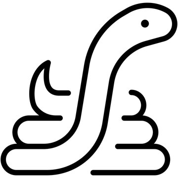 Simple Snake Icon, Python Illustration On Transparent Background