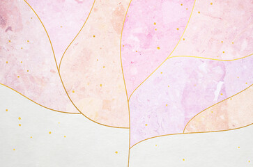 Abstract pink marble floral pattern on Japanese washi paper texture. Japanese modern style background.