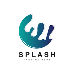 Obraz premium Splash Logo, Water Wave Icon, Bubble Vector, Water Logo Art, Template Illustration