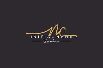 Initial NC signature logo template vector. Hand drawn Calligraphy lettering Vector illustration.