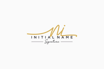 Obraz premium Initial NI signature logo template vector. Hand drawn Calligraphy lettering Vector illustration.