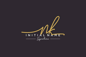 Initial NK signature logo template vector. Hand drawn Calligraphy lettering Vector illustration.
