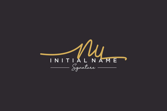 Initial NU signature logo template vector. Hand drawn Calligraphy lettering Vector illustration.