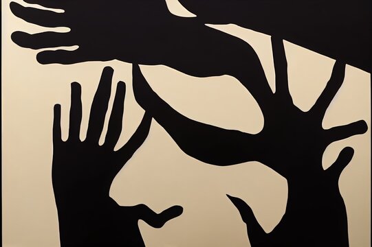 A Pair of Scary Hands Reach Out from Behind a COlumn. High quality Illustration