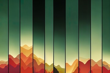 Horizontal abstract banners of hills of coniferous wood in dark green tone.