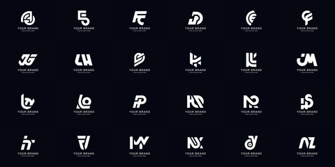 Collection full set abstract combine letter a - z monogram logo design