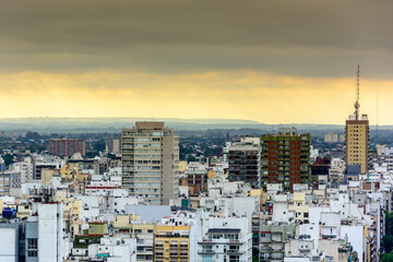 City with House and Buildings seen from above