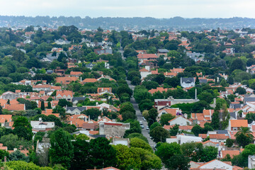 Fototapeta na wymiar City with House and Buildings seen from above