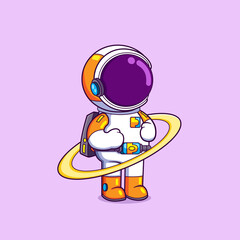 The astronaut is standing in the middle of the magic ring