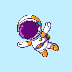The astronaut is jumping down from the plane and flying in the sky