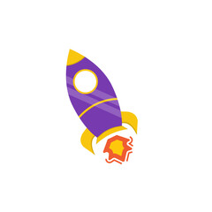 Rocket launch cartoon flat design icon illustration colorful drawing