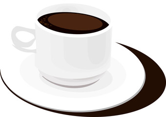 A cup of white coffee on a small plate under the cup