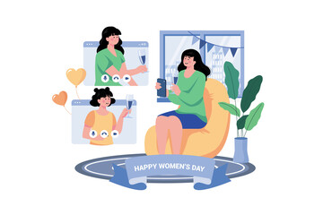Obraz premium Women congratulate each other on March 9