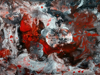 abstract modern gray and red background, acrylic painting