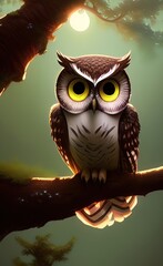 Obraz premium Night owl sitting on a branch