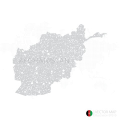 Afghanistan grey map isolated on white background with abstract mesh line and point scales. Vector illustration eps 10