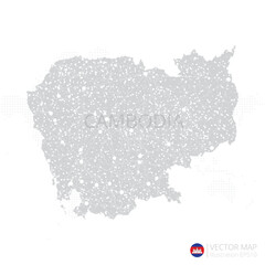 Cambodia grey map isolated on white background with abstract mesh line and point scales. Vector illustration eps 10