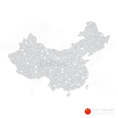 China grey map isolated on white background with abstract mesh line and point scales. Vector illustration eps 10