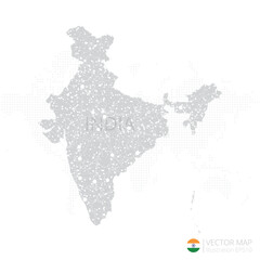 India grey map isolated on white background with abstract mesh line and point scales. Vector illustration eps 10