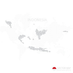 Indonesia grey map isolated on white background with abstract mesh line and point scales. Vector illustration eps 10