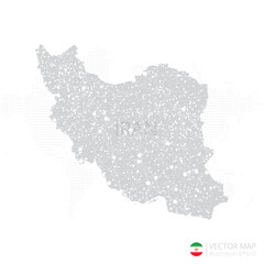 Iran grey map isolated on white background with abstract mesh line and point scales. Vector illustration eps 10