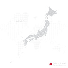 Japan grey map isolated on white background with abstract mesh line and point scales. Vector illustration eps 10