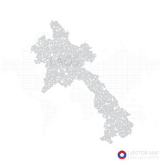 Laos grey map isolated on white background with abstract mesh line and point scales. Vector illustration eps 10
