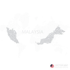 Malaysia grey map isolated on white background with abstract mesh line and point scales. Vector illustration eps 10