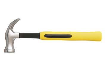 Steel hammer with realistic yellow rubber handle. hammer and nails isolated on white background carpentry concept, repair, house, carpentry industry 3D rendering illustration