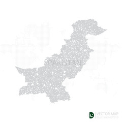 Fototapeta na wymiar Pakistan grey map isolated on white background with abstract mesh line and point scales. Vector illustration eps 10