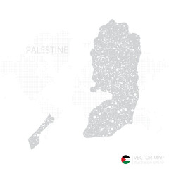Fototapeta premium Palestine grey map isolated on white background with abstract mesh line and point scales. Vector illustration eps 10