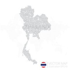 Thailand grey map isolated on white background with abstract mesh line and point scales. Vector illustration eps 10