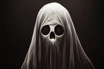 Fotobehang Portrait of a scary ghost isolated on black background. High quality Illustration © 2rogan