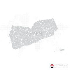Yemen grey map isolated on white background with abstract mesh line and point scales. Vector illustration eps 10