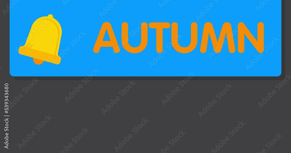 Poster autumn text on notification bubble from portable information device screen. mobile app message, conn