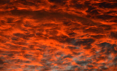 Clouds on fire at sunset